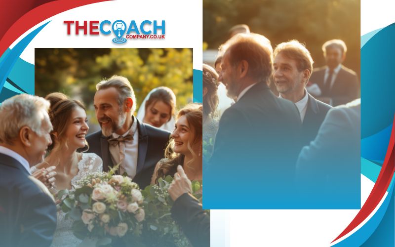 big family in wedding attire, affordable coach hire, June 2024, UK